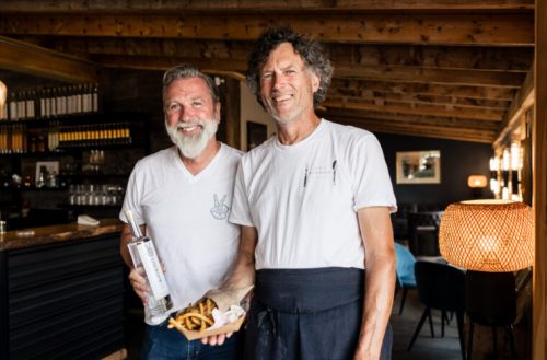 At Bare Bones Distillery in Hillier, owner Jason Clarke stands with renowned chef Jamie Kennedy, their partnership rooted in a shared commitment to Prince Edward County’s terroir — where locally grown ingredients shape both the spirits and the food.